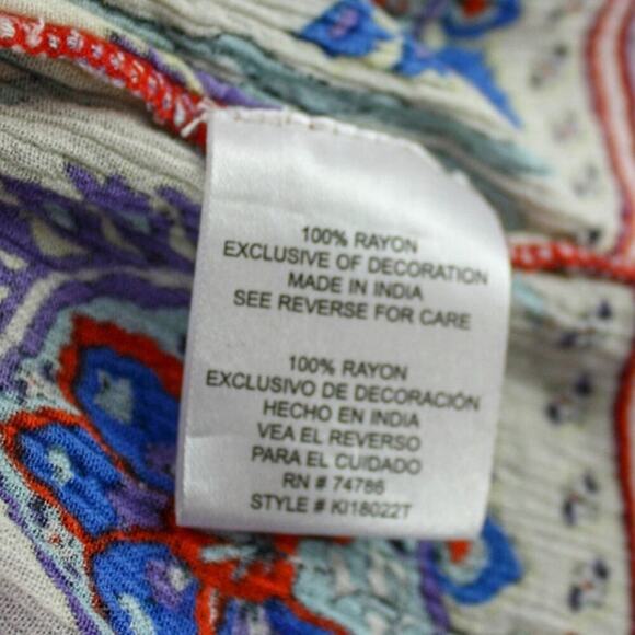 Patrons Of Peace Boho Top Embroidered Floral Hi Low Ruffle Sleeveless - Picture 5 of 5